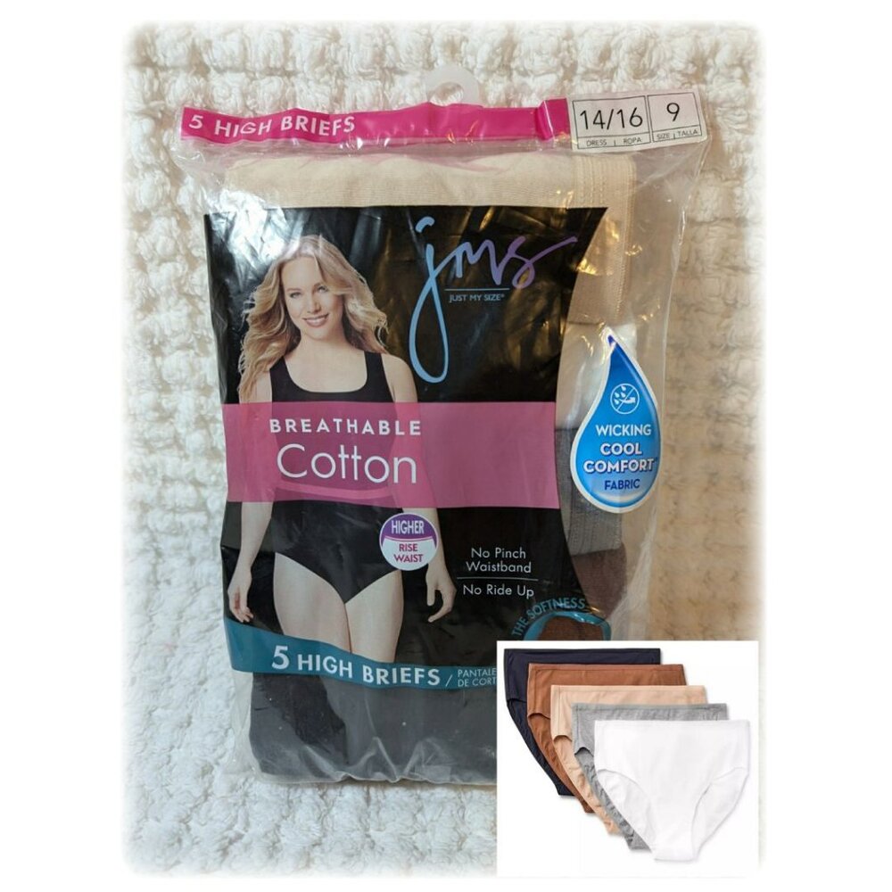 Hanes JMS Cotton High Briefs Package of 5 Size 14/16 or 9 Hanes Panties New